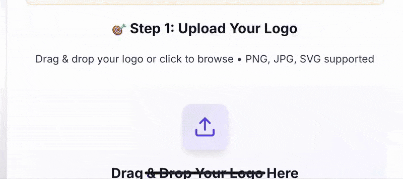 Upload demonstration showing drag and drop functionality